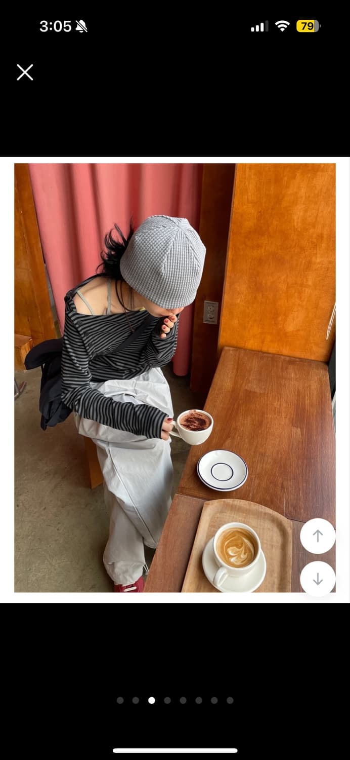 모래하우스 뮤트 스트라이프 오프숄더 티셔츠 상품이미지3