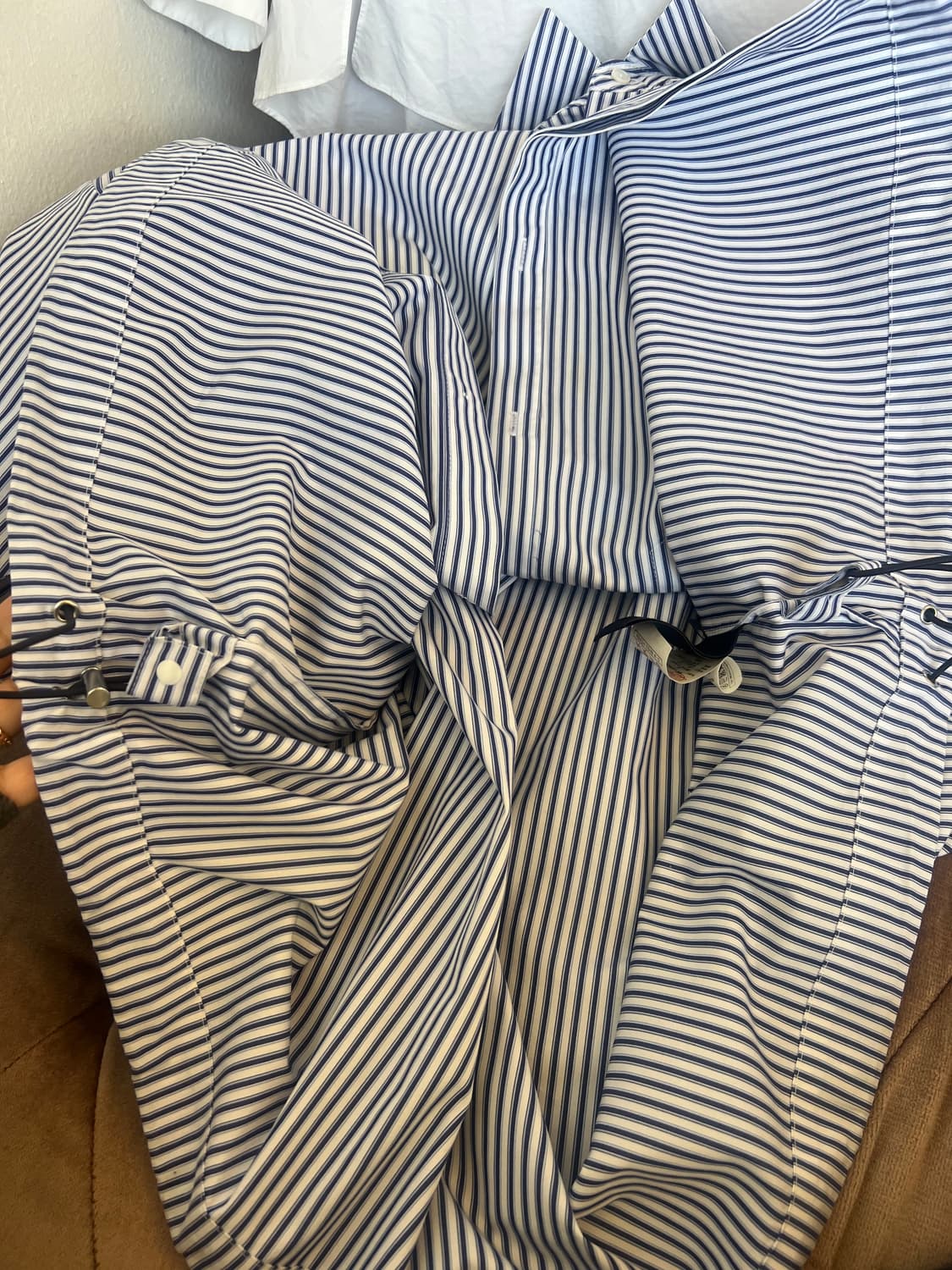 준지 JUUN.J 남성 네이비 스트라이프셔츠 코튼반팔셔츠 상품이미지6