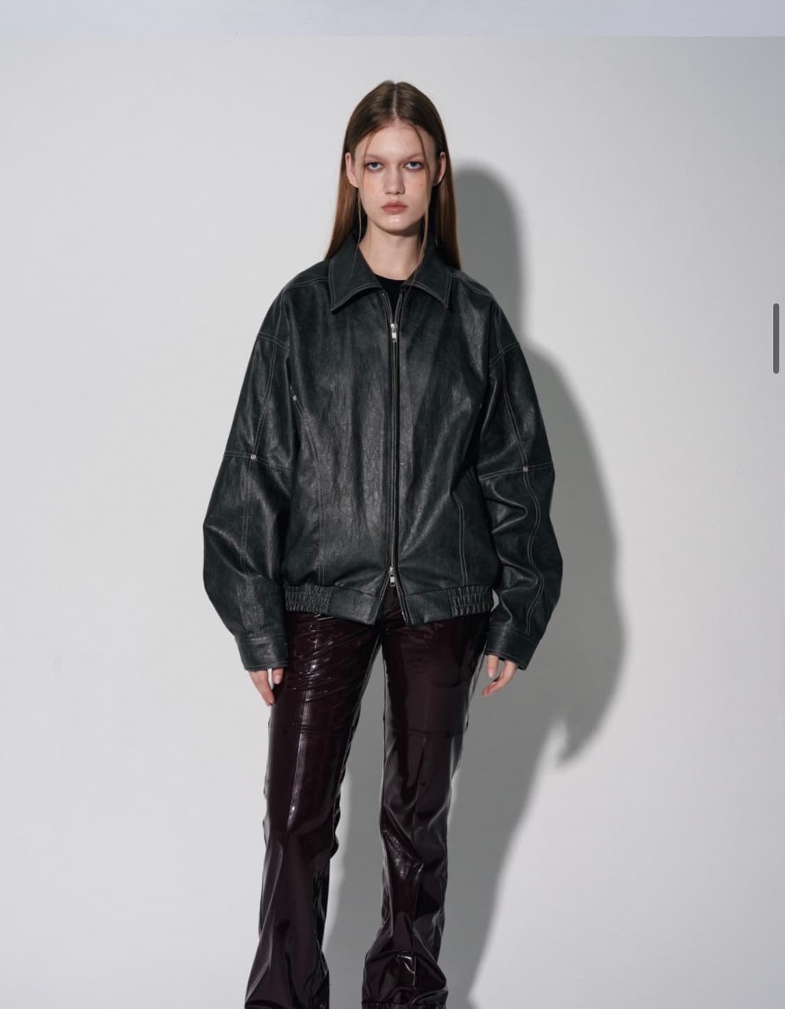 바우프 유니섹스 레더 블루종 자켓 차콜 상품이미지1