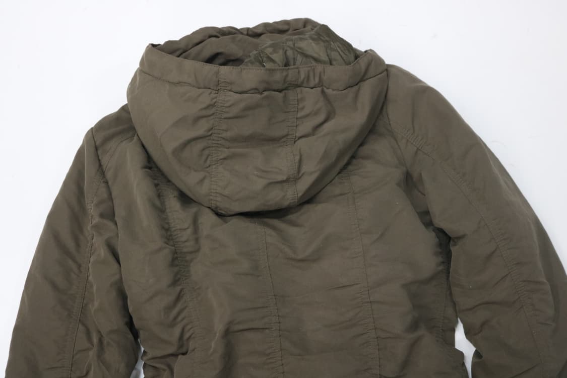 GRAZIA 그라치아 빈티지 카키 후드 셔링 패딩 자켓 (M) 상품이미지7