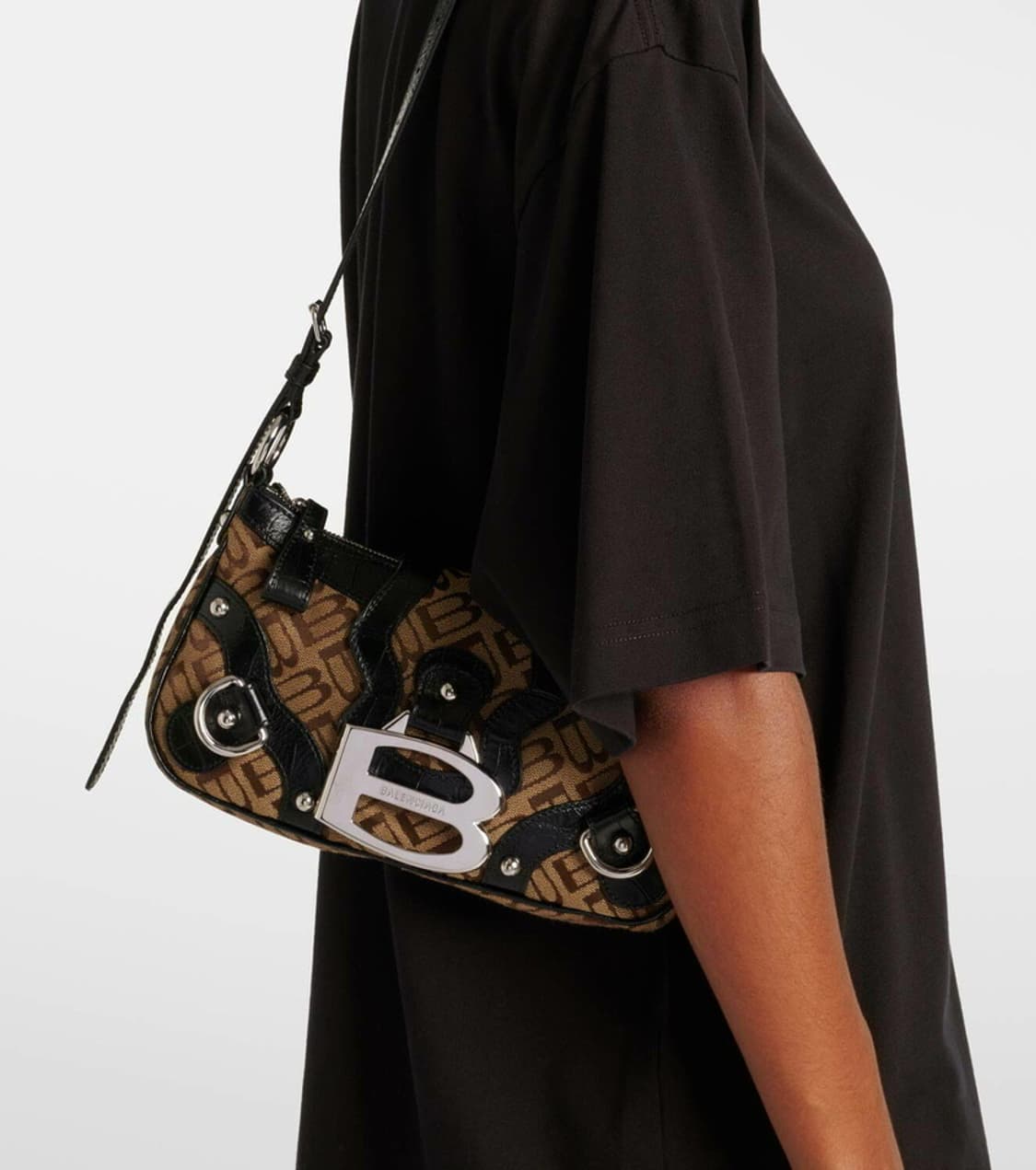 (정품/새상품) 발렌시아가 여성 베이지 블랙 에섹스 스몰 숄더백 상품이미지4