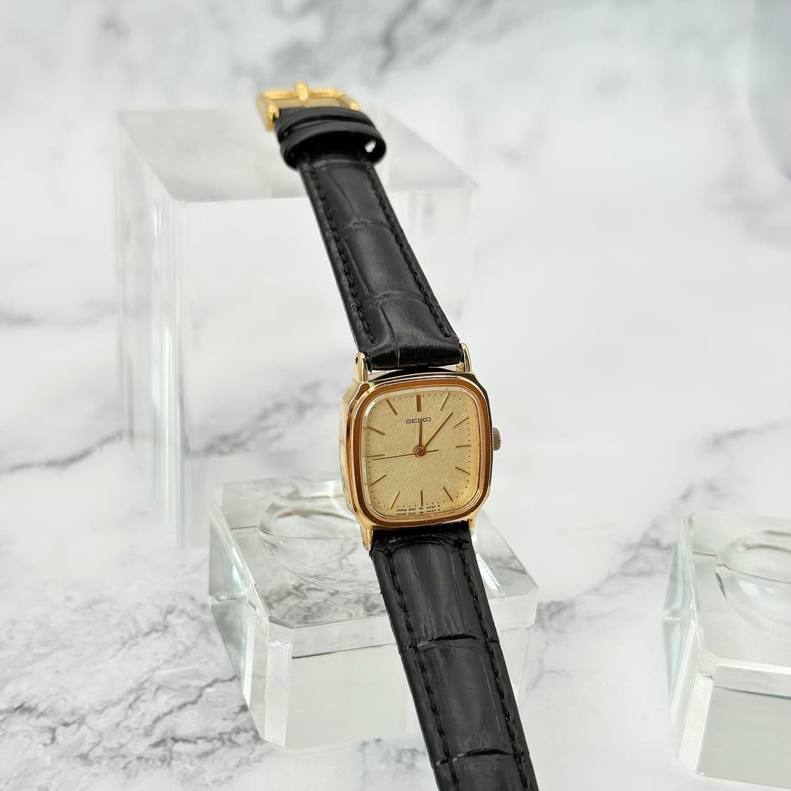 60s70s 빈티지 세이코 리넨 다이얼 골드 스퀘어 워치 상품이미지2