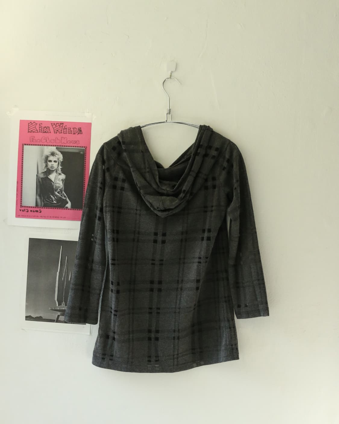 요지 야마모토 느와르 체크 후드 드레이프 탑  상품이미지4