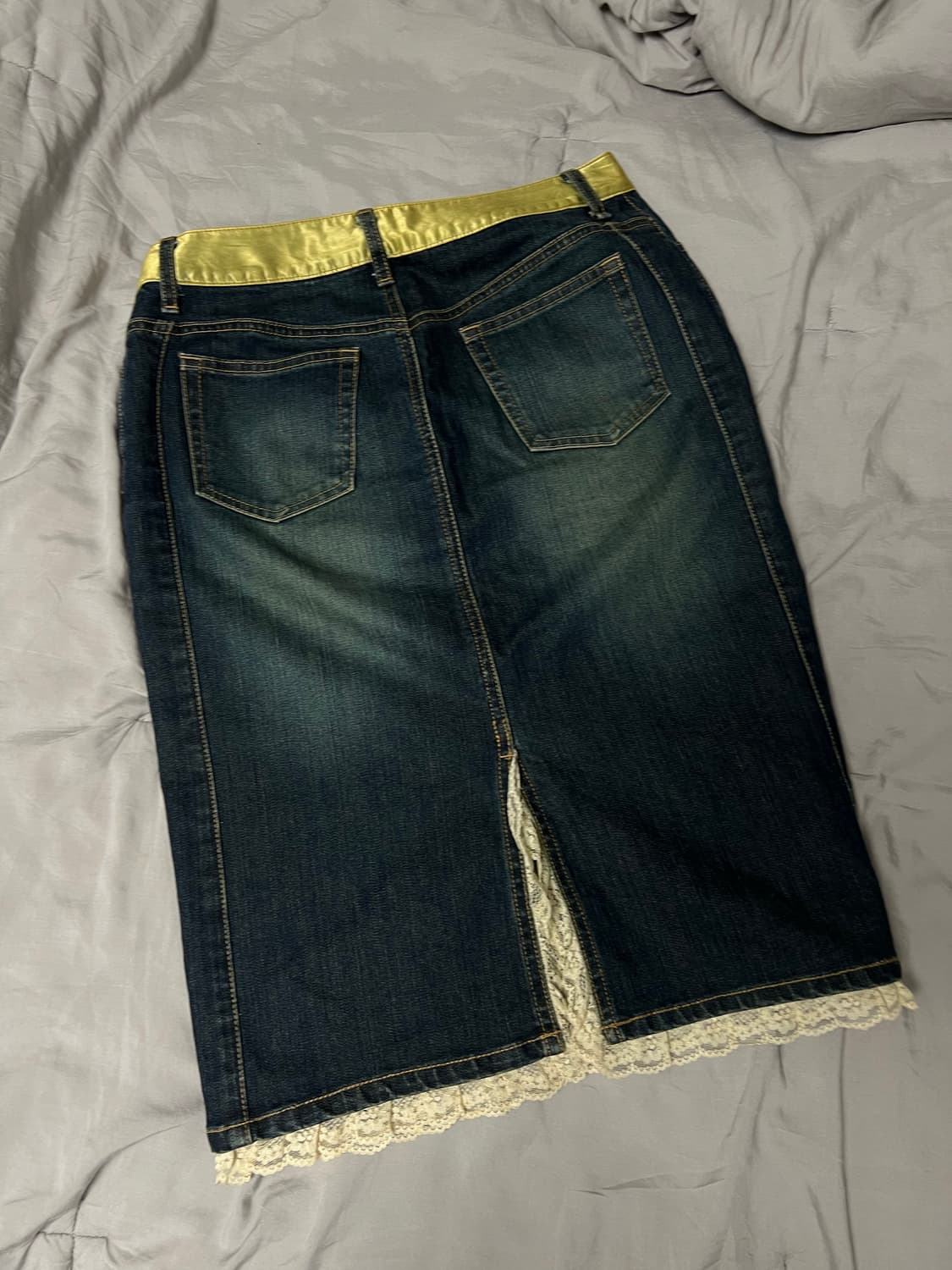 빈티지 데님 미디 스커트 상품이미지2