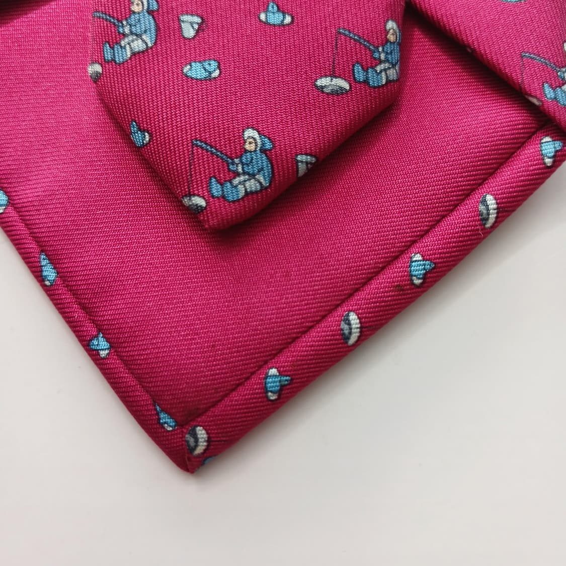 에르메스 실크 핫핑크 에스키모패턴 넥타이 9.2cm A-등급 A18754 상품이미지10