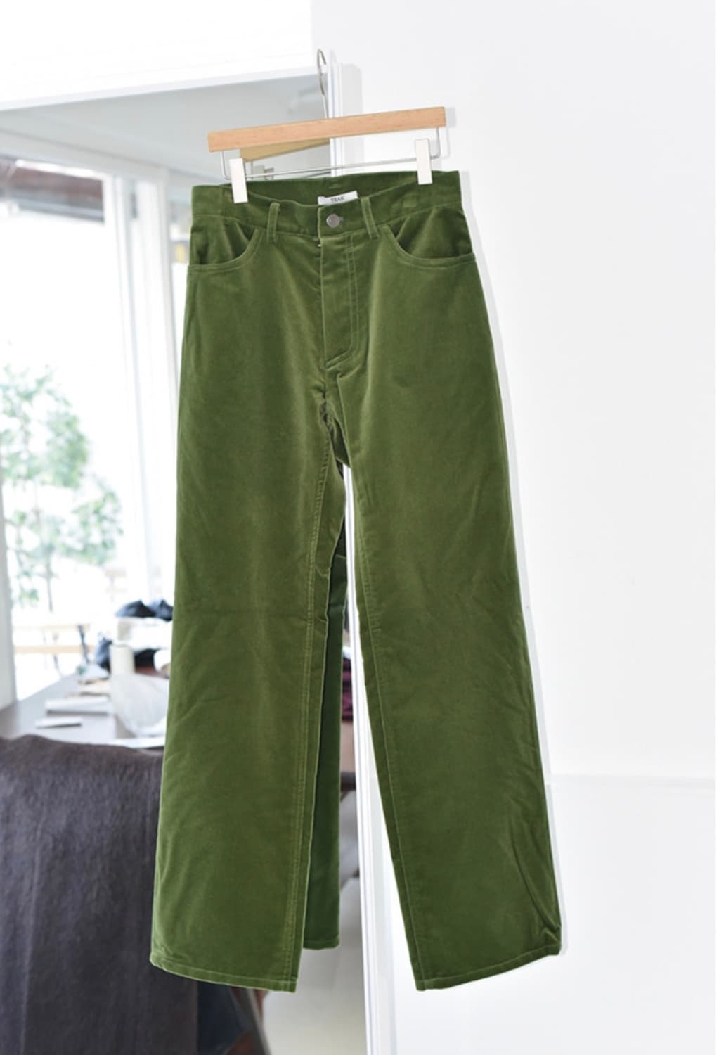 teak silk velvet pants khaki green s 상품이미지2