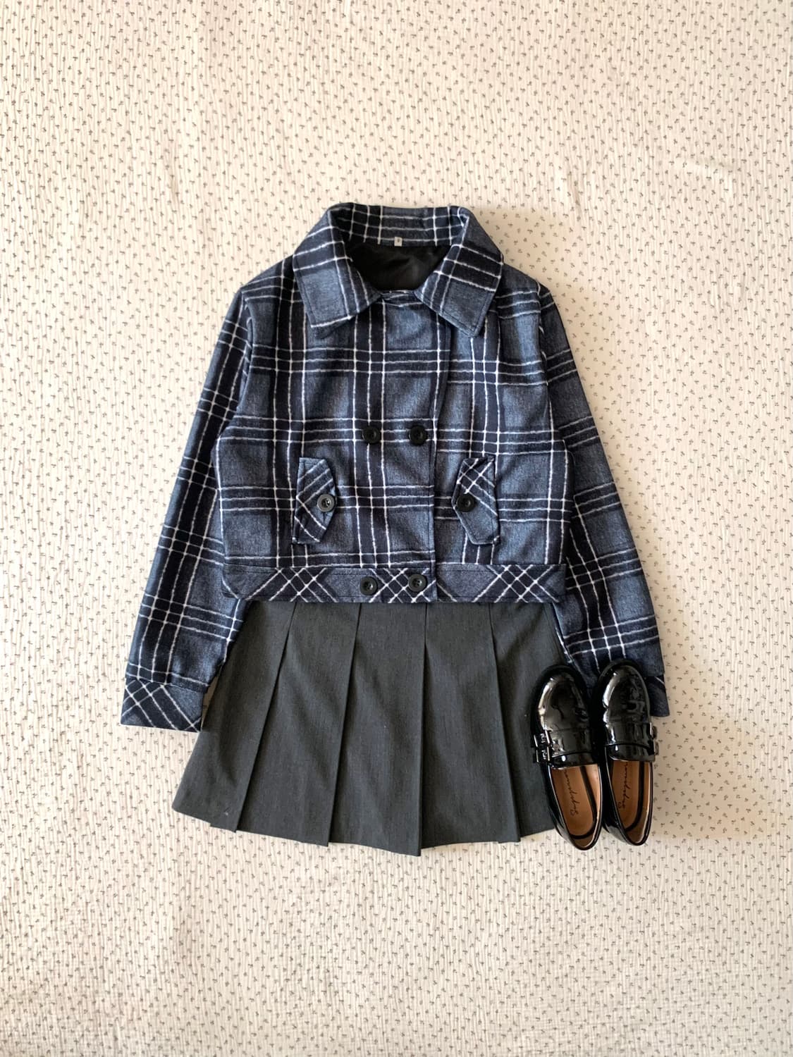 블루 체크 크롭 자켓 상품이미지9