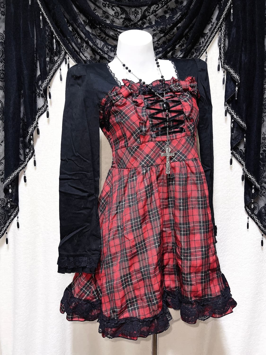 트랄라라 캐캐체 세라 아무 타탄체크 원피스 고스펑크 고딕로리타 갸루  상품이미지3