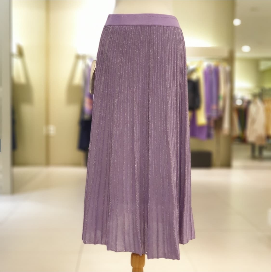 한섬 오즈세컨 바이올렛 글리터 플리츠 밴딩 롱스커트 M 사이즈 상품이미지2