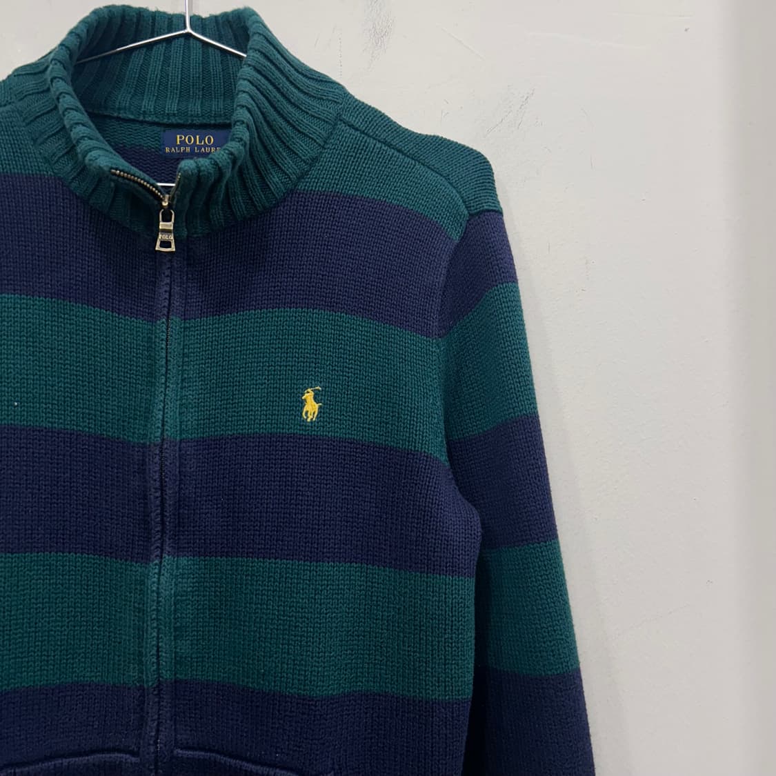 폴로 랄프로렌 스몰포니 배색 스트라이프 니트집업 상품이미지1