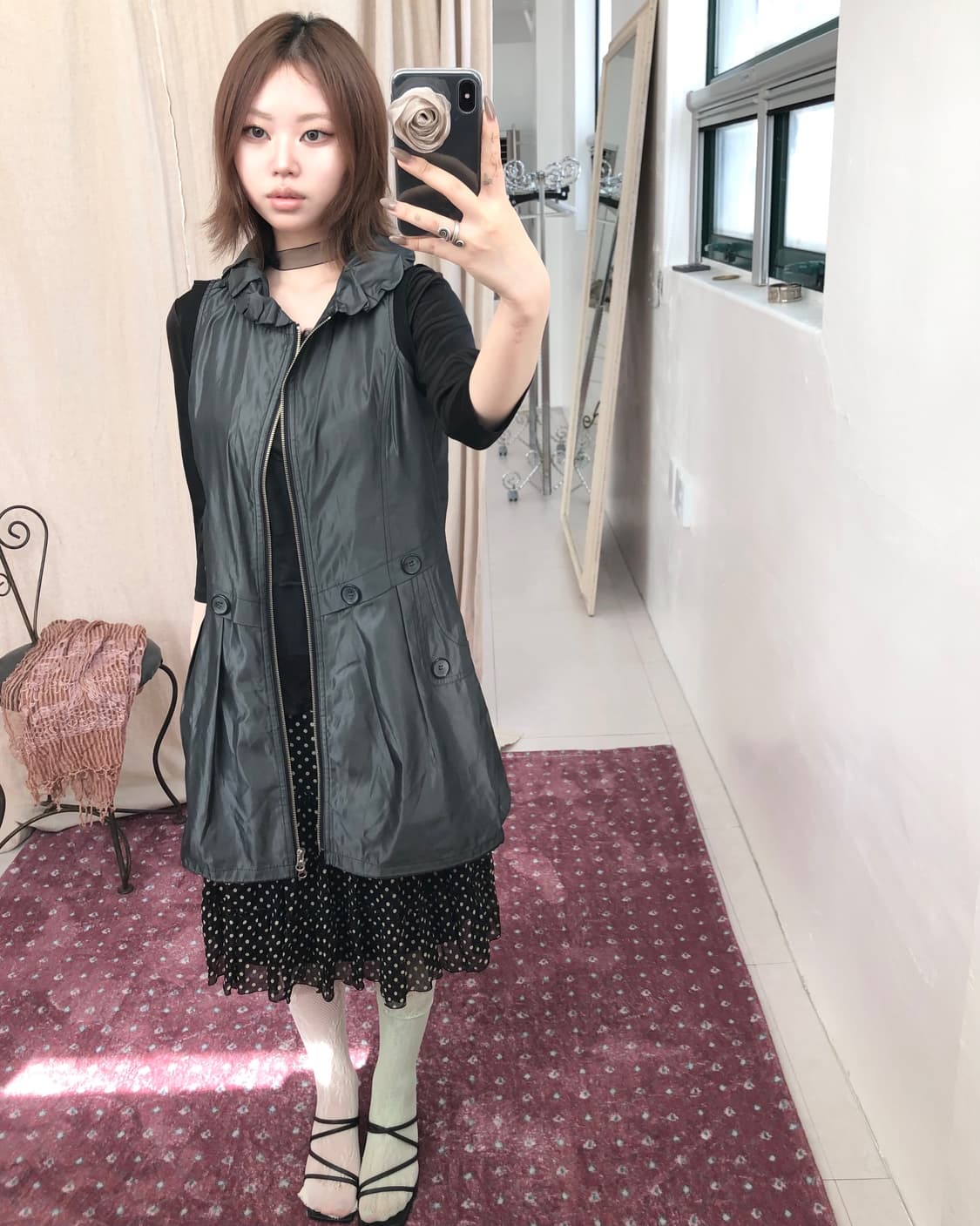 프릴 버튼 차콜 메탈릭 베스트•자켓 상품이미지7