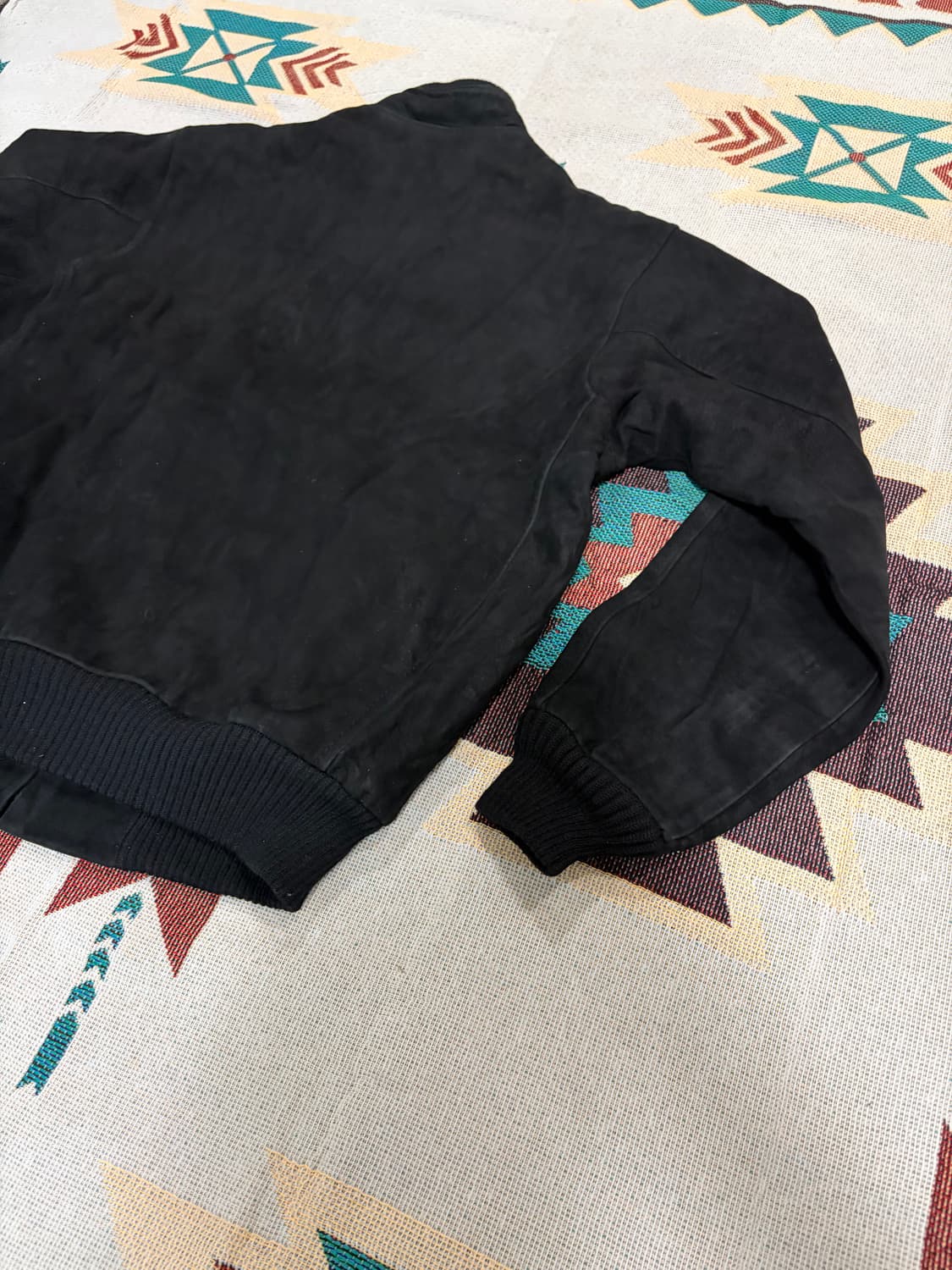 90s MARUNI 제팬 크롭 스웨이드 봄버 블루종 자켓 상품이미지7