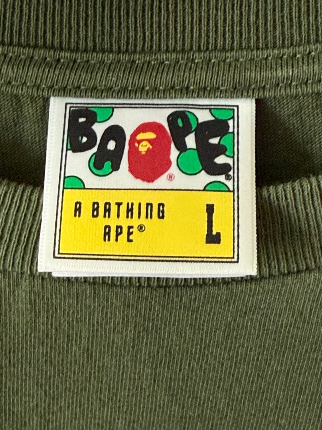 베이프 컬리지 롱슬리브 티셔츠 올리브 드랩 상품이미지6