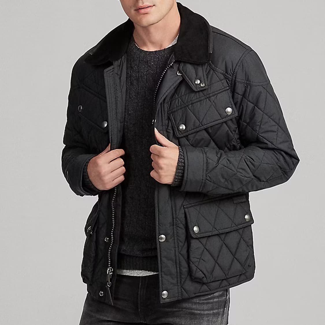 [L] 폴로 랄프로렌 퀼팅 바이커 자켓 블랙 상품이미지1