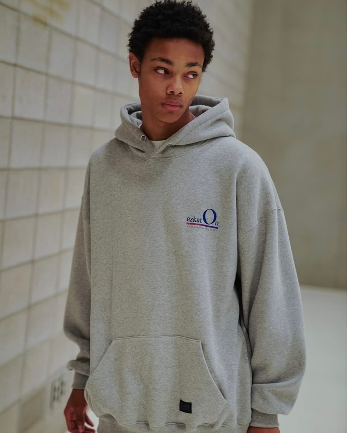 에즈카톤 오버핏 후드 후디 맨투맨 스웻셔츠 L 100 그레이 회색 스트릿 상품이미지2