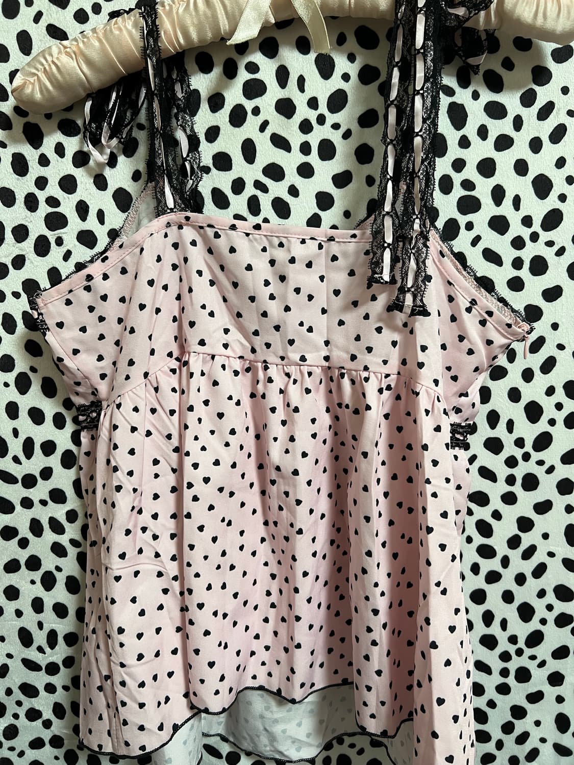 갸루 도트 캐미솔 슬리브리스 페미닌 탑 상품이미지3