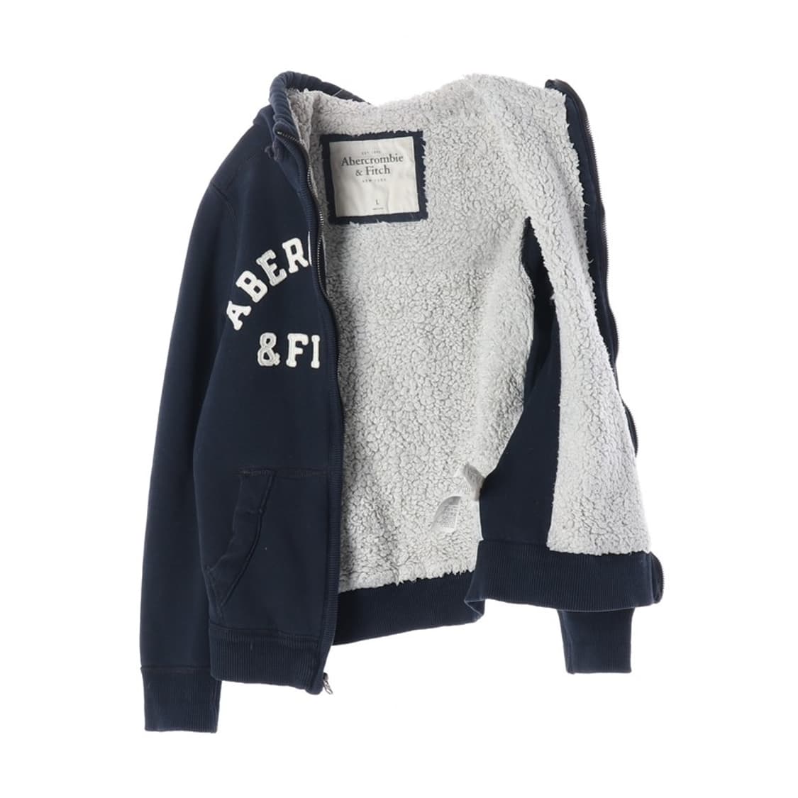 아베크롬비 앤 피치 빅로고 양털 안감 후드집업 L 상품이미지2