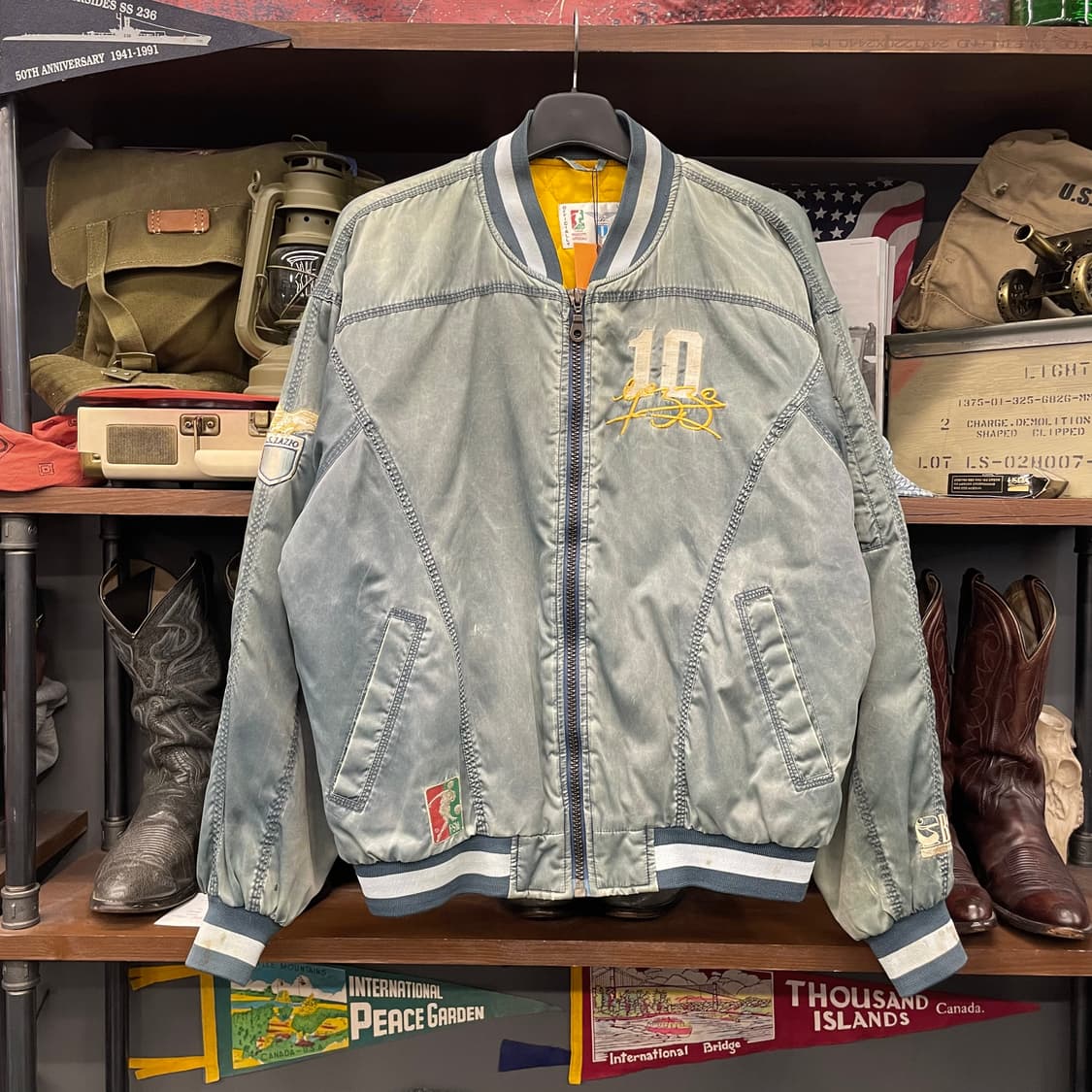 Rare! 80s 라치오 SS 세리에A 이탈리아 자수 풋볼팀 바시티 자켓 상품이미지1