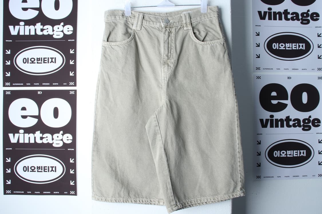 (M-L) 자라 반바지 팬츠 버뮤다 카키 워싱 아메카지-P9985 상품이미지2