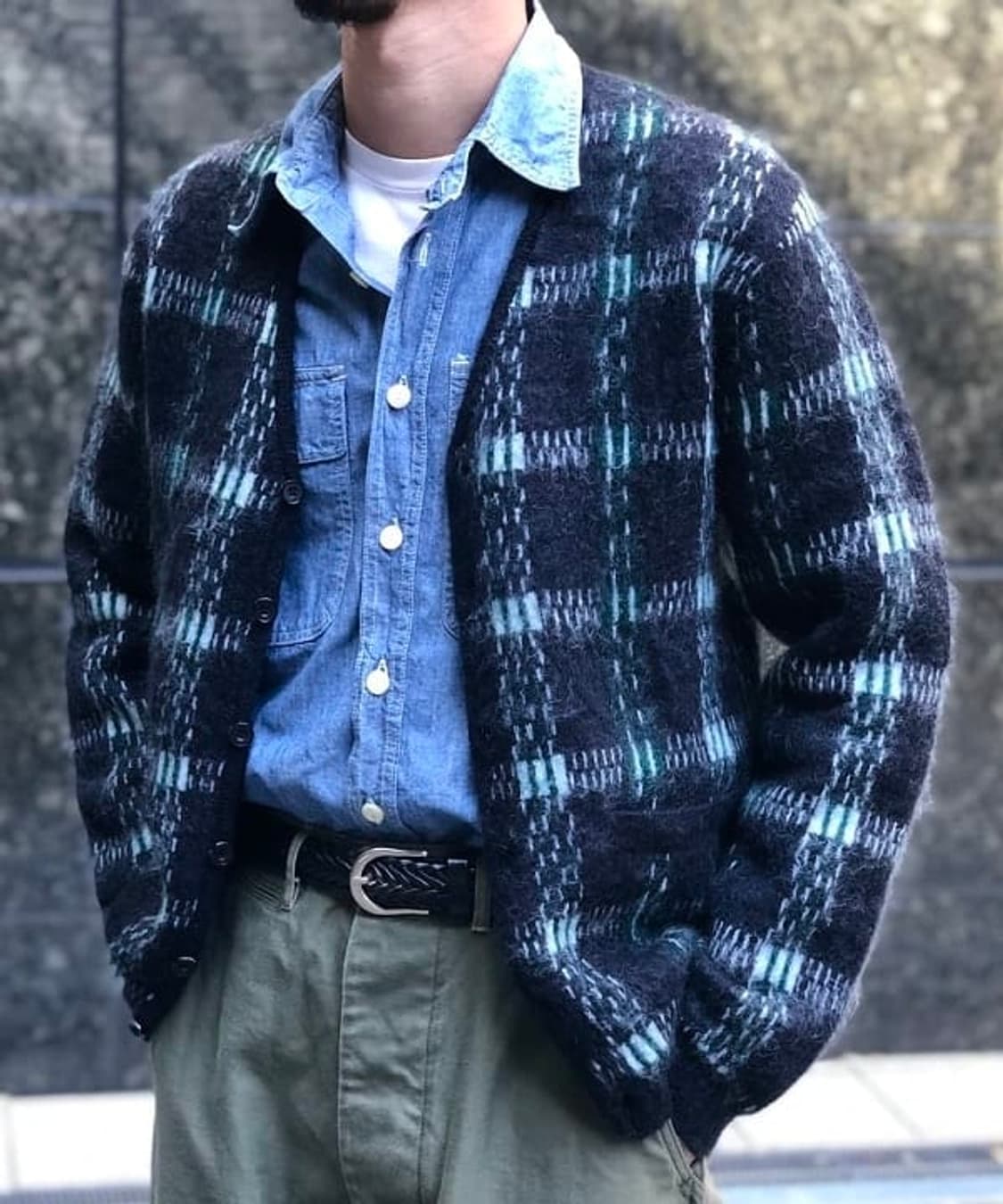 BEAMS PLUS Mohair Check Cardigan 상품이미지3