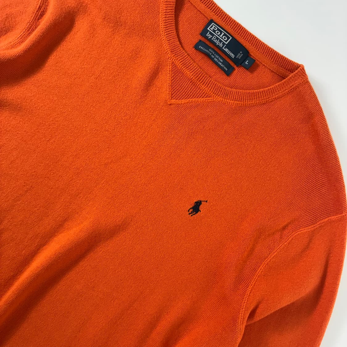Polo  폴로 랄프로렌 자수 코튼 오렌지 라운드 니트  상품이미지3