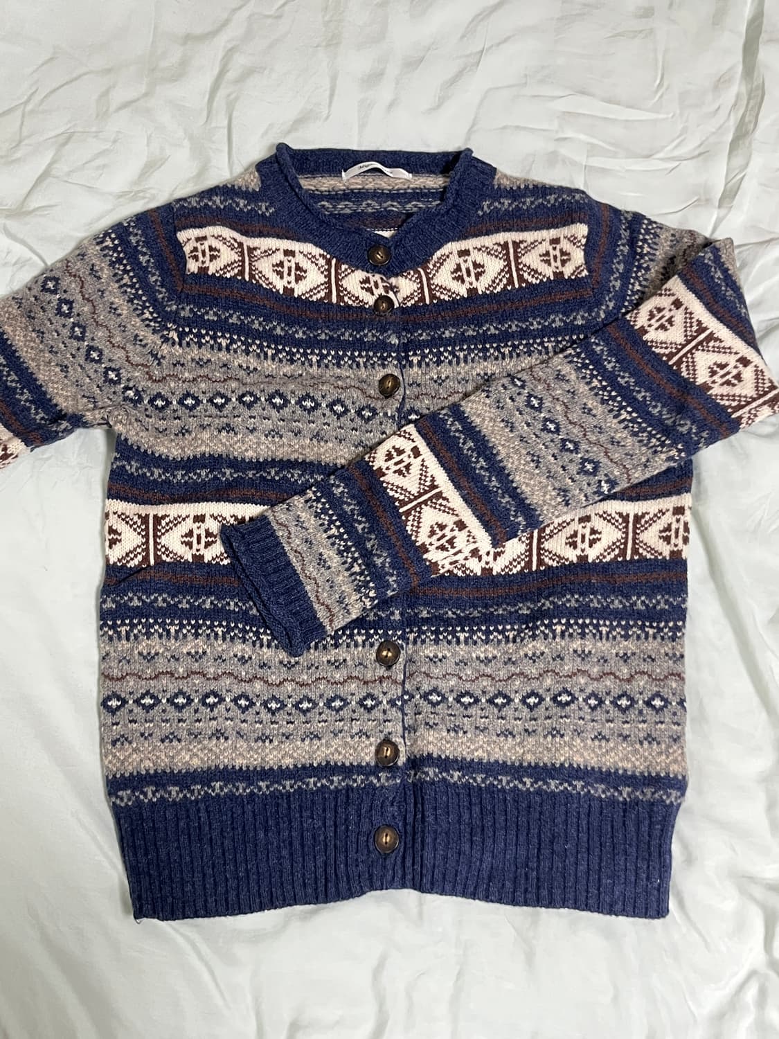 빈티지 노르딕 패턴 니트 가디건 상품이미지1