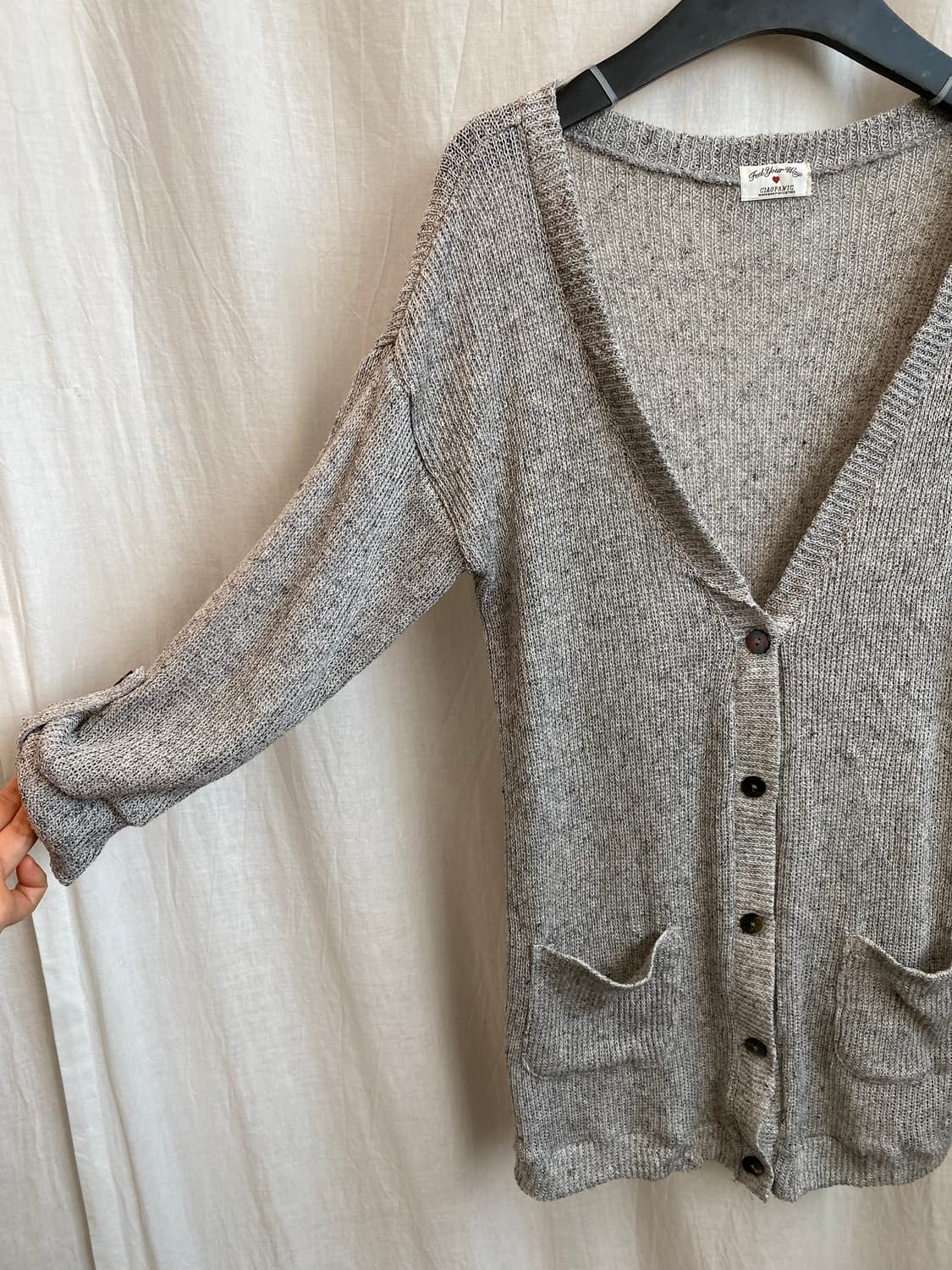 CIAOPANIC 린넨혼방 7부 가디건(M) 상품이미지5