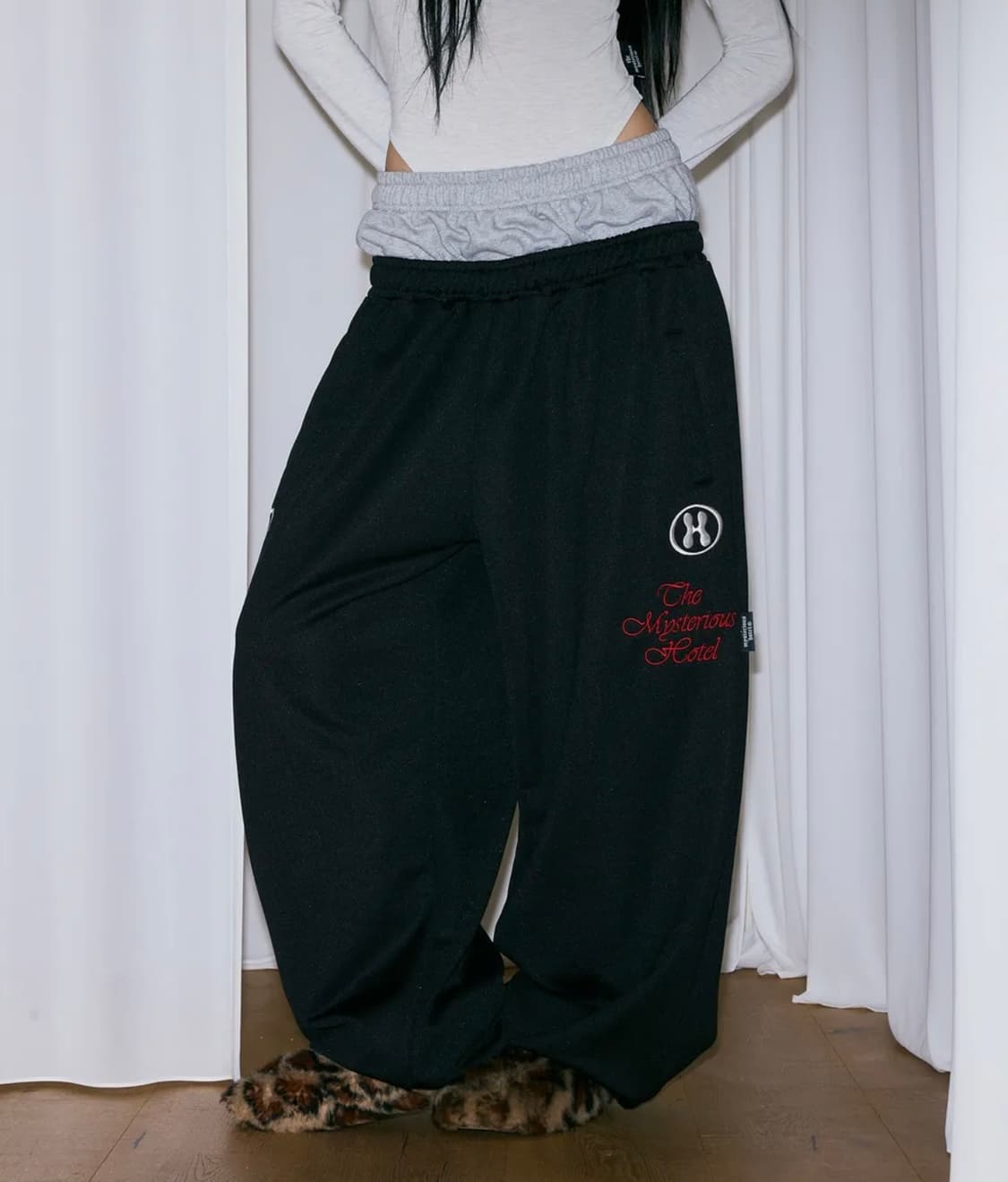 미스테리어스호텔 LAYERED JERSEY PT 블랙 새깅팬츠 상품이미지1
