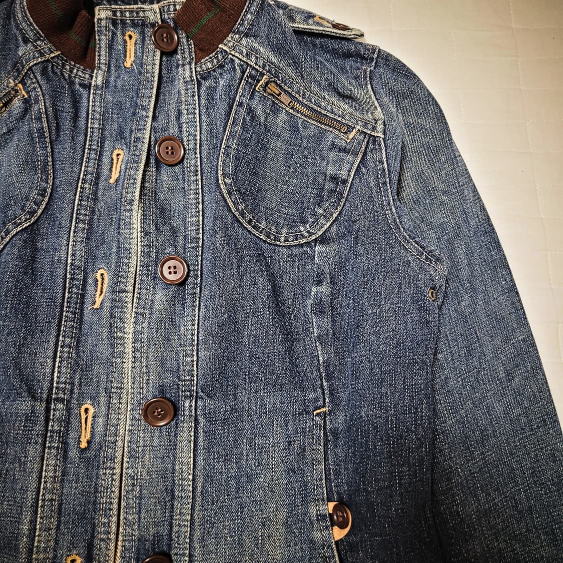 '00s archive Panel Denim Military Jacket 상품이미지4