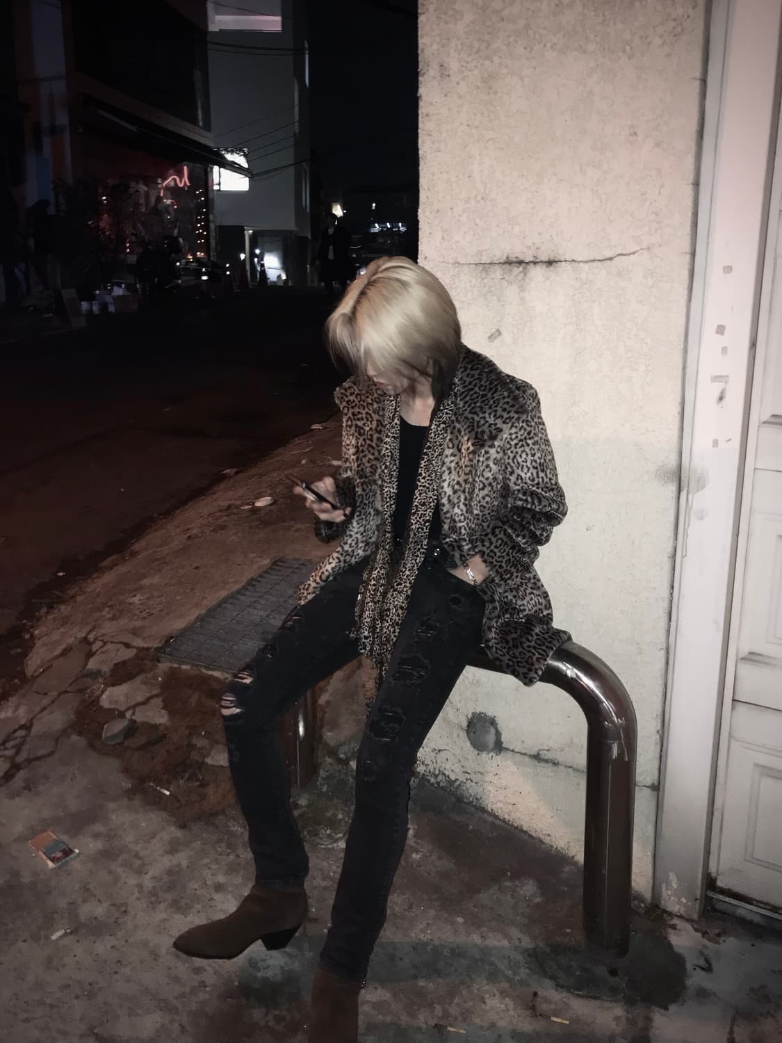 00‘s 캘빈 클라인 레오파드 하이넥 퍼 자켓 상품이미지1