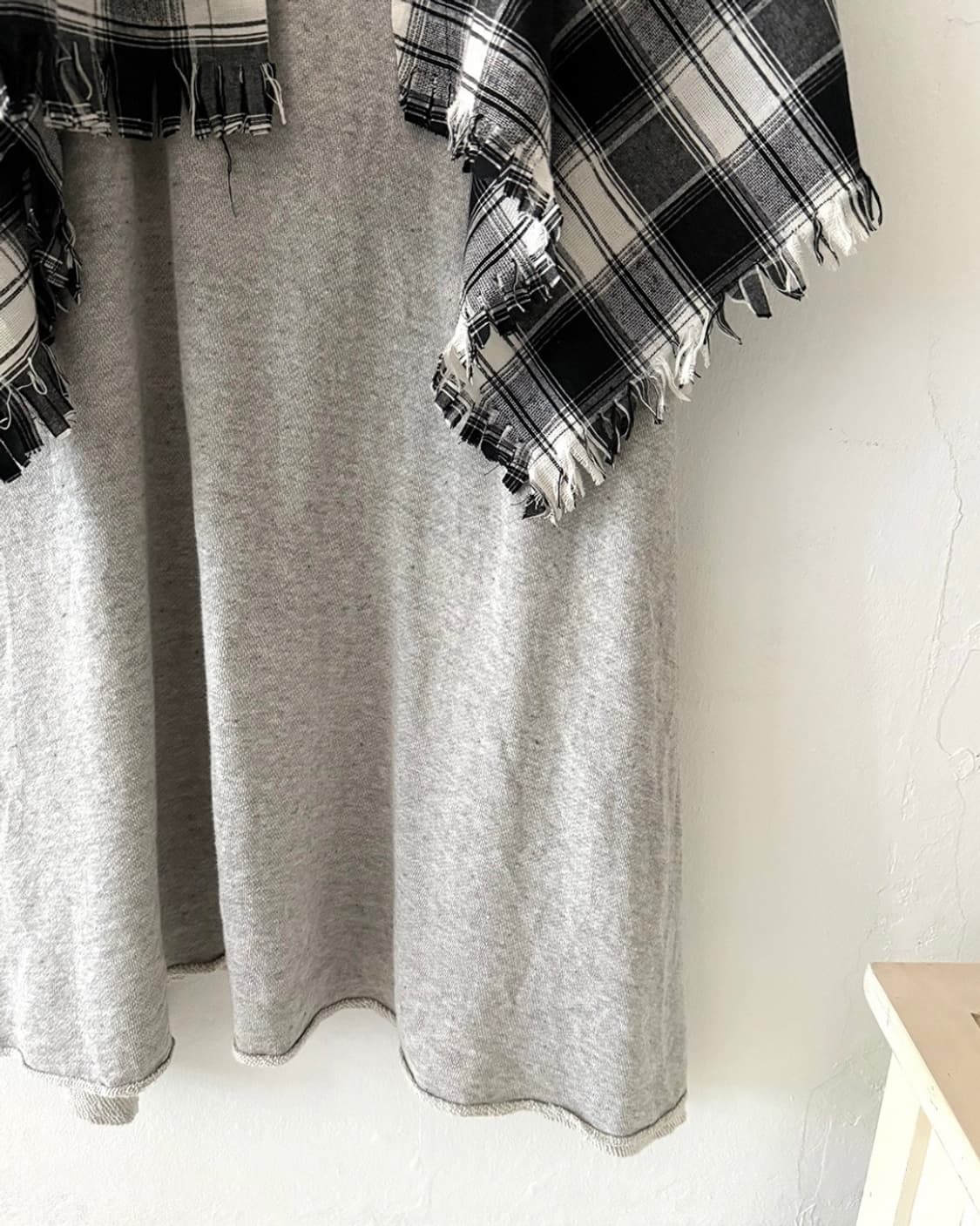 Check layered skirt+gray long skirt set 상품이미지3