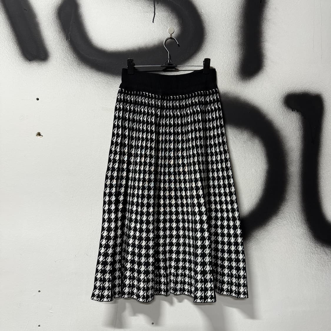 VTG 빈티지 울 혼방 체크 패턴 플레어 롱 스커트 상품이미지2