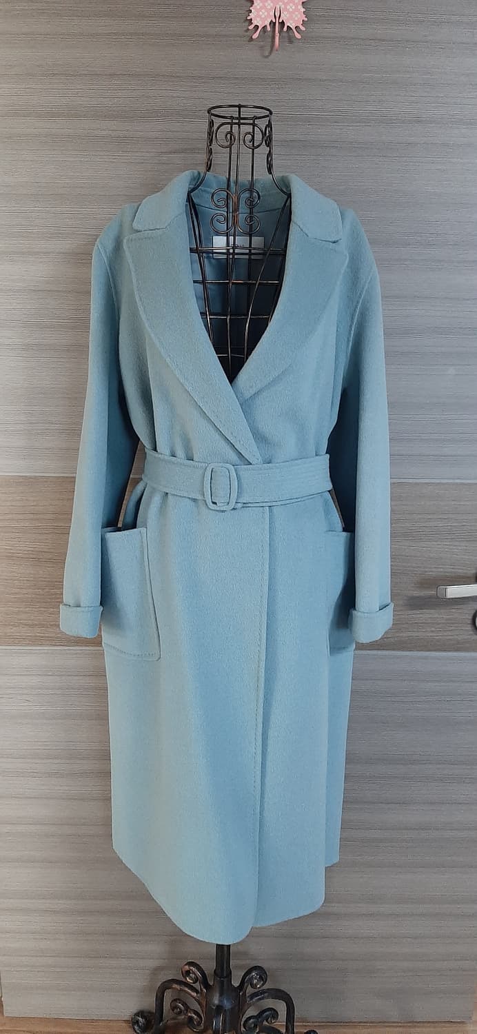 듀엘 핸드메이드 민트 캐시미어 블랜딩 벨트코트 상태굿 상품이미지2