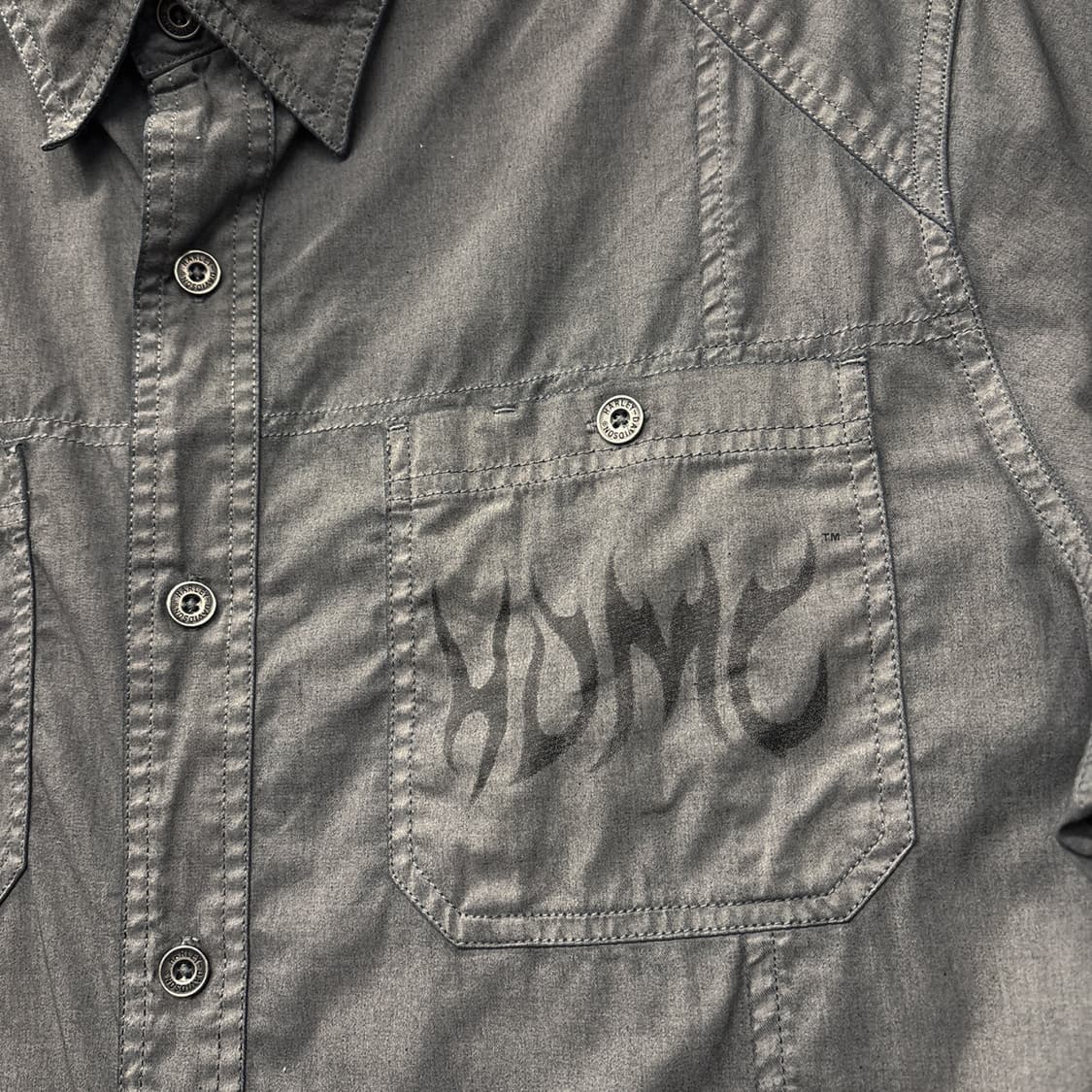 할리데이비슨 피그먼트 다잉 H-DMC 스텐실 워크셔츠 N1066 상품이미지5