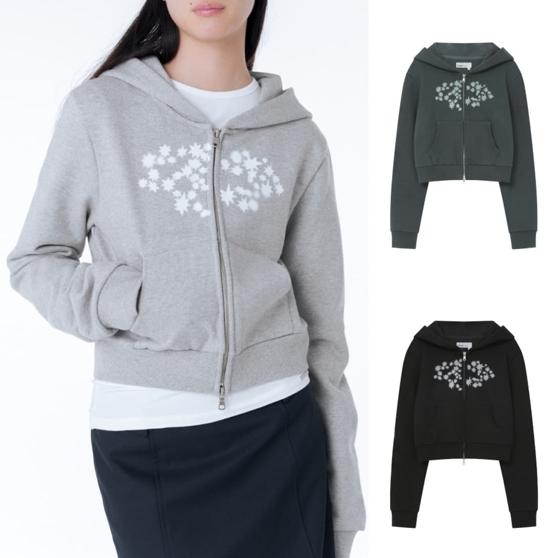 미세키서울 미드나잇 스타 후드 집업 그레이 상품이미지2