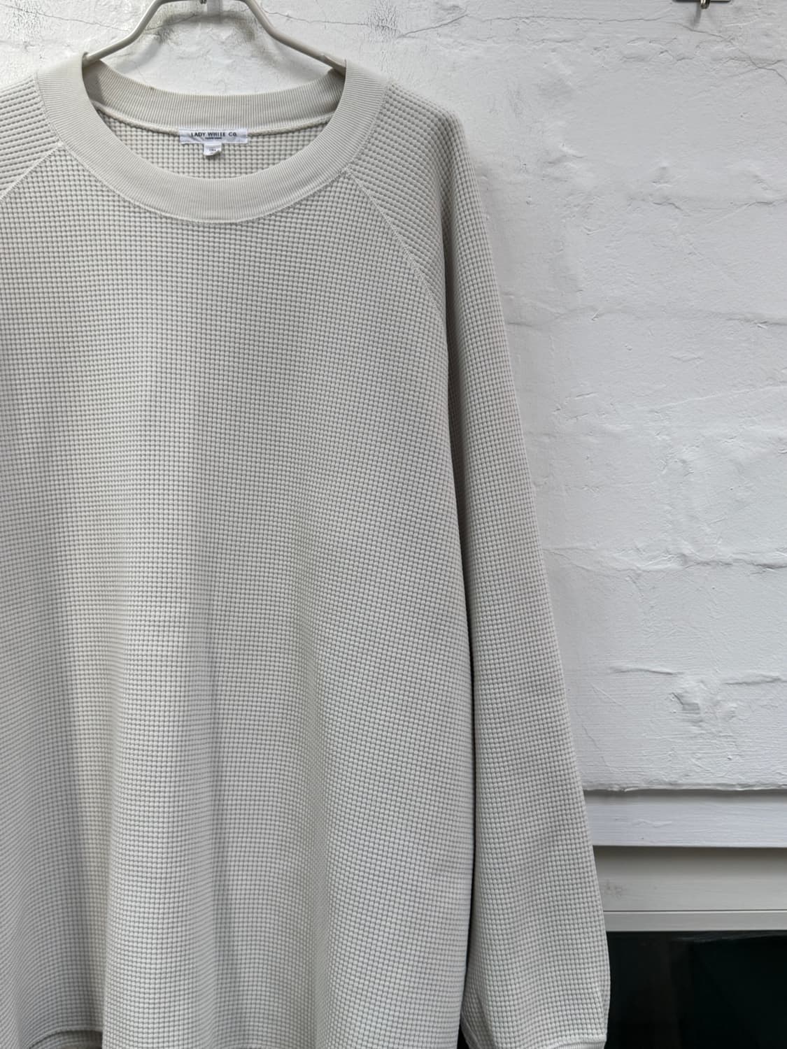 Lady White USA 코튼 와플 롱 슬리브 티셔츠 L 상품이미지3