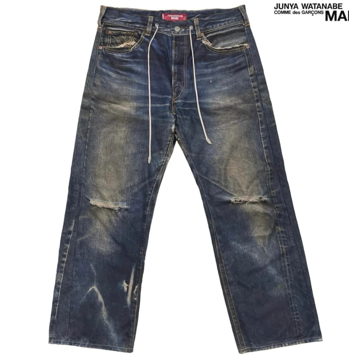 준야 와타나베 디스트레스 워싱 스트링 데님 진 상품이미지1