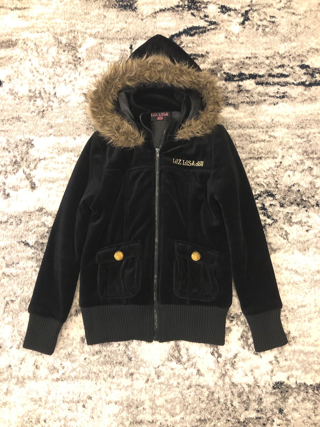 LIZ LISA doll 리즈 리사 벨벳 금장 퍼 후디 패딩 상품이미지1