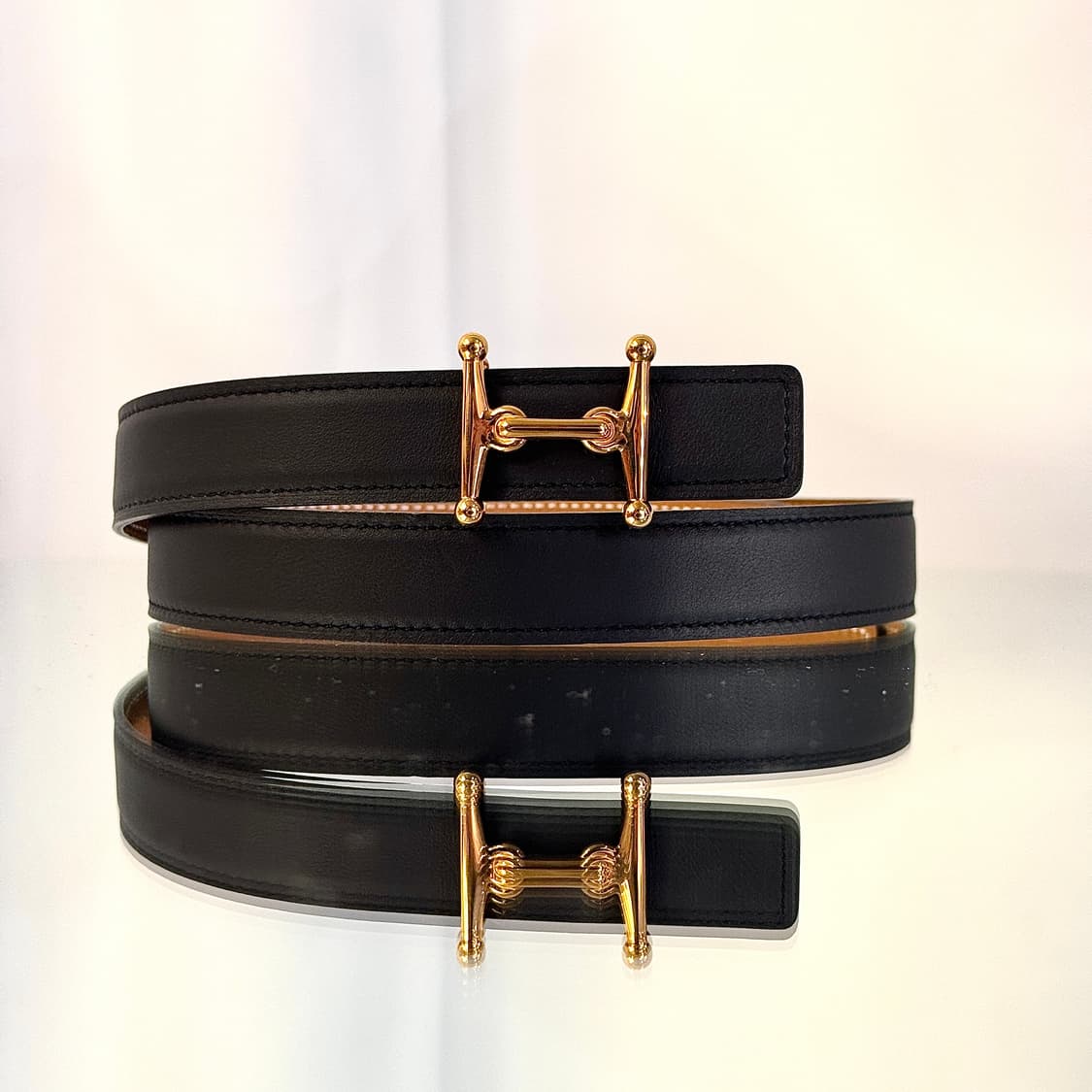 A+ / 75 에르메스 리버서블 24MM 벨트 H 버클 (누아/오르로즈) 상품이미지3