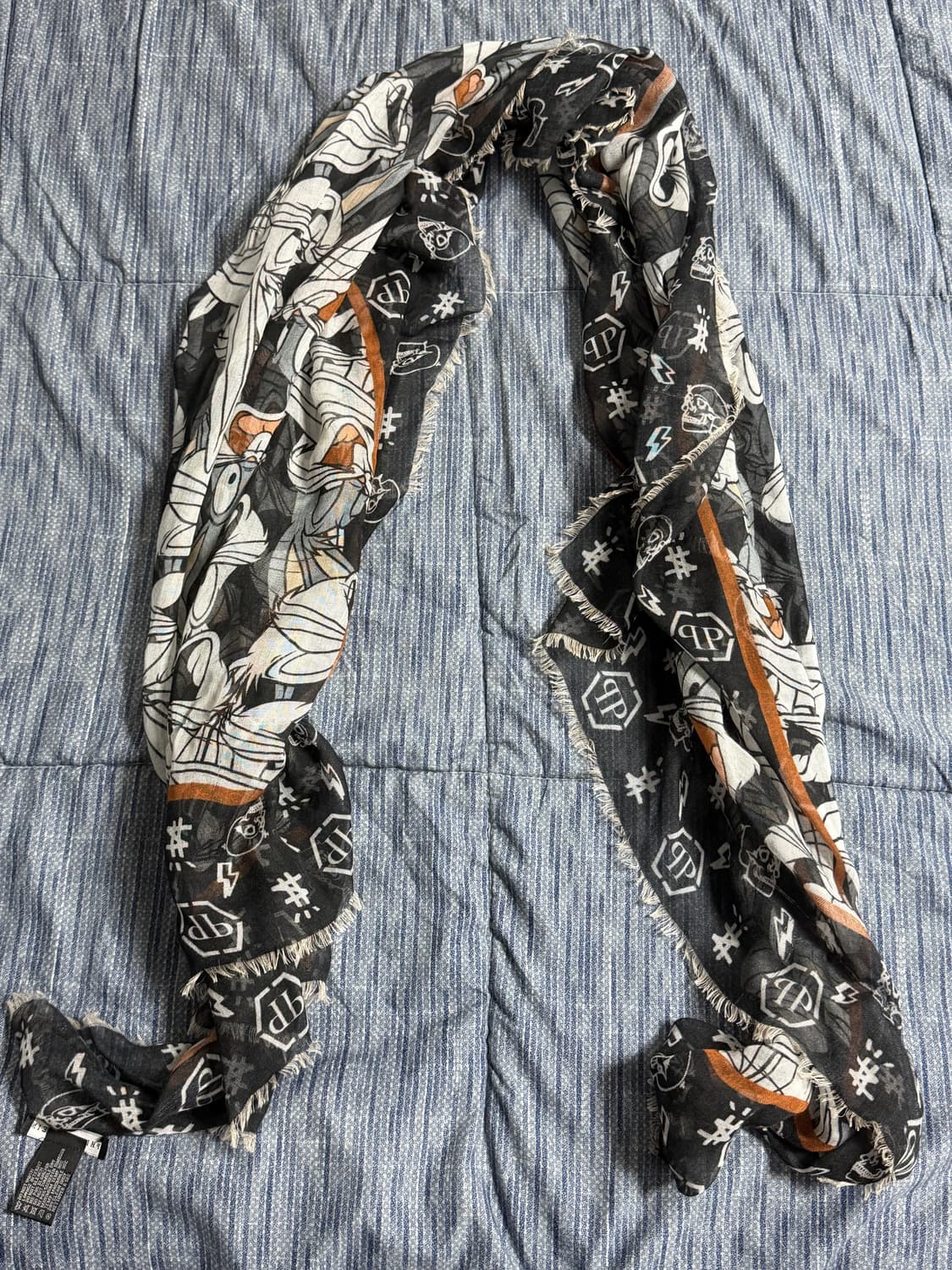 (OS) 필립플레인 모달 실크 버니 스카프 블랙 상품이미지2