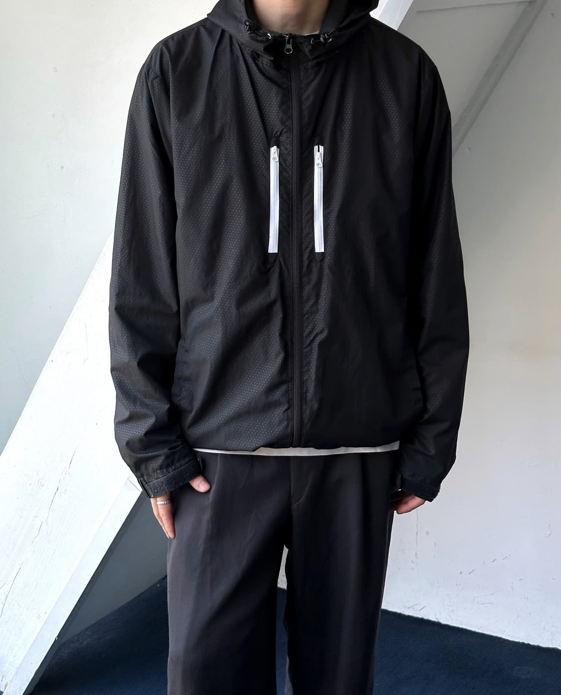 Washed poly dot design wind parka 상품이미지9