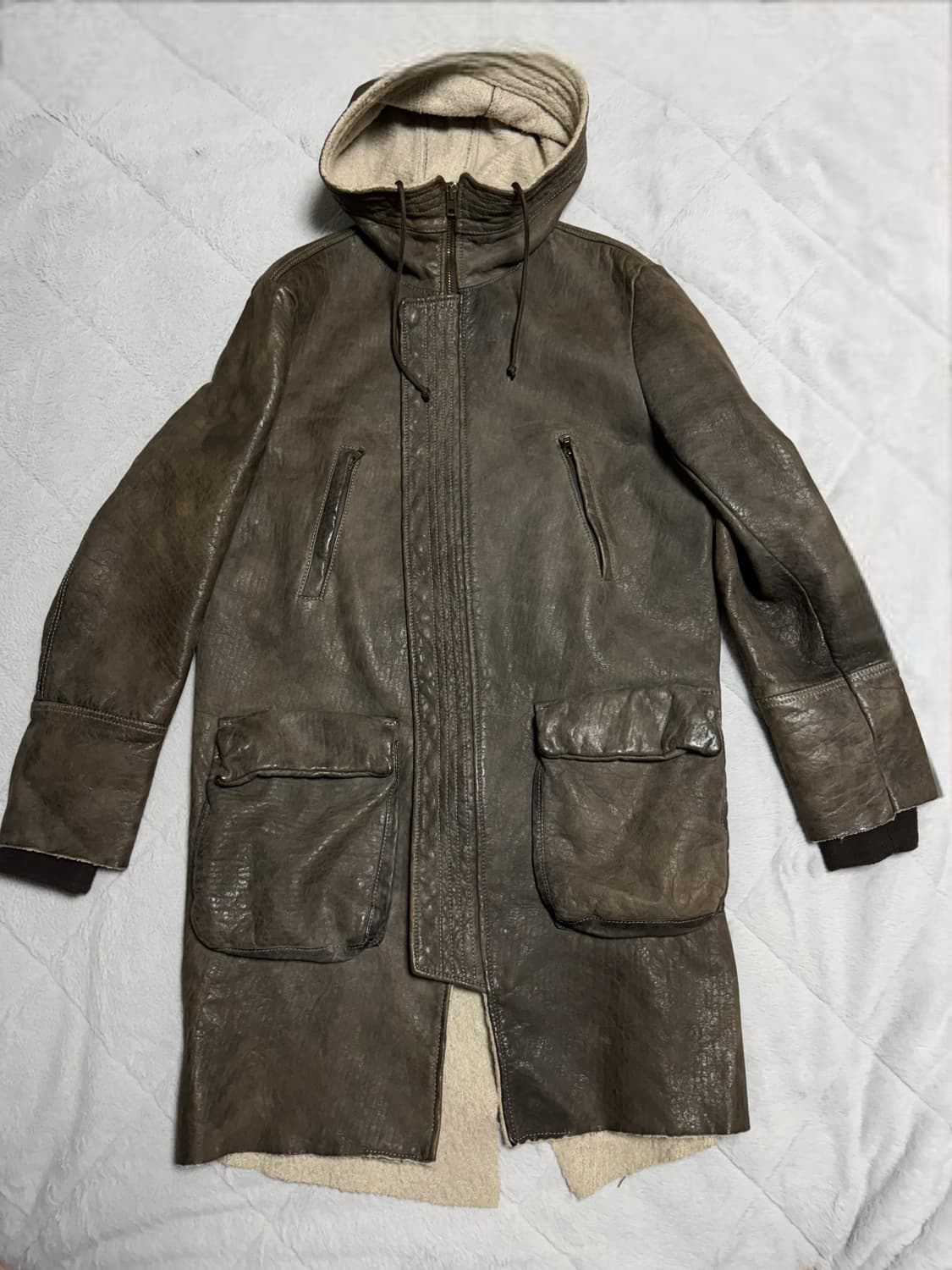 Salvatore Santoro 후디 레더 코트 상품이미지2