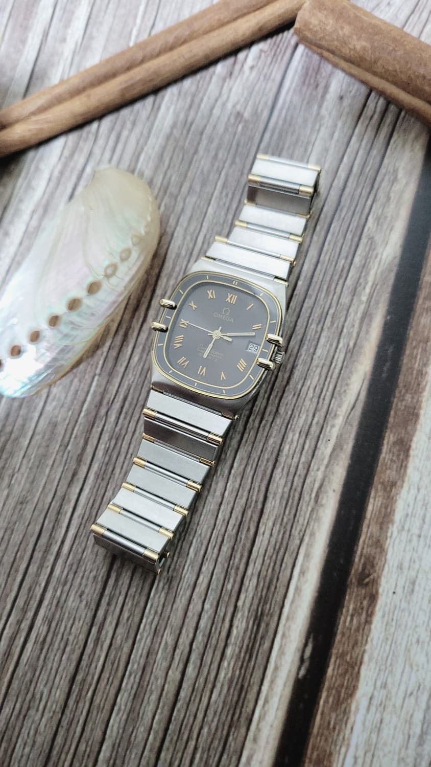 정품 오메가 컨스틸레이션 남여공용 18k 콤비 하프바 쿼츠시계 상품이미지4