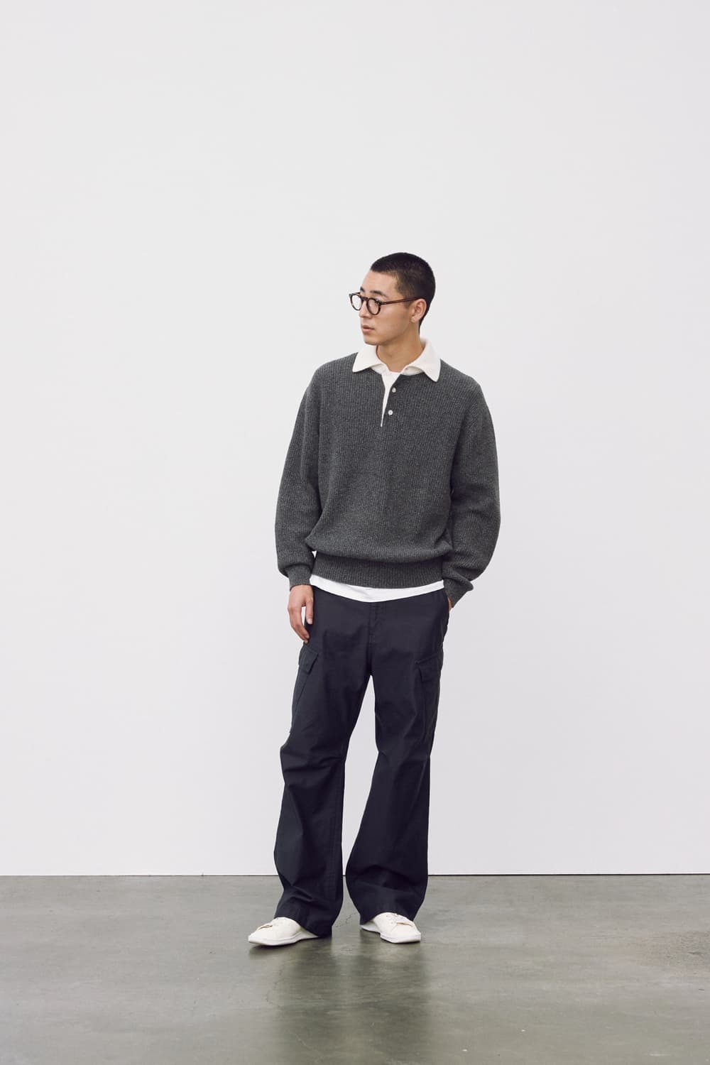 울 실크 럭비 니트 멜란지 그레이 1 상품이미지2