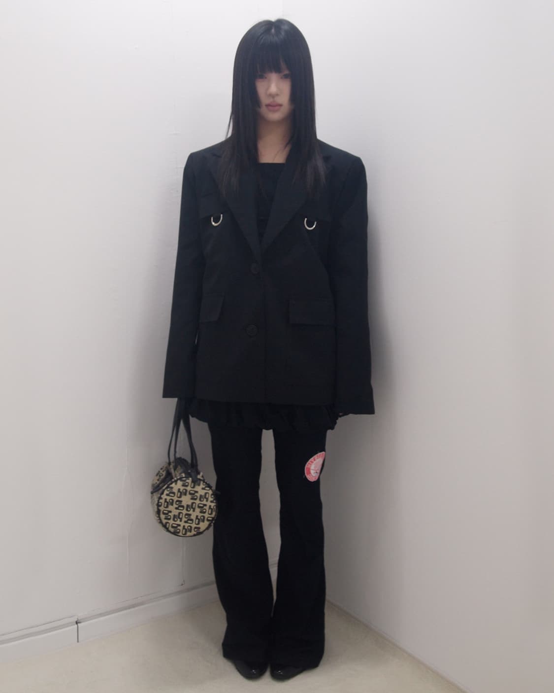 B point pattern beige barrel bag 상품이미지8