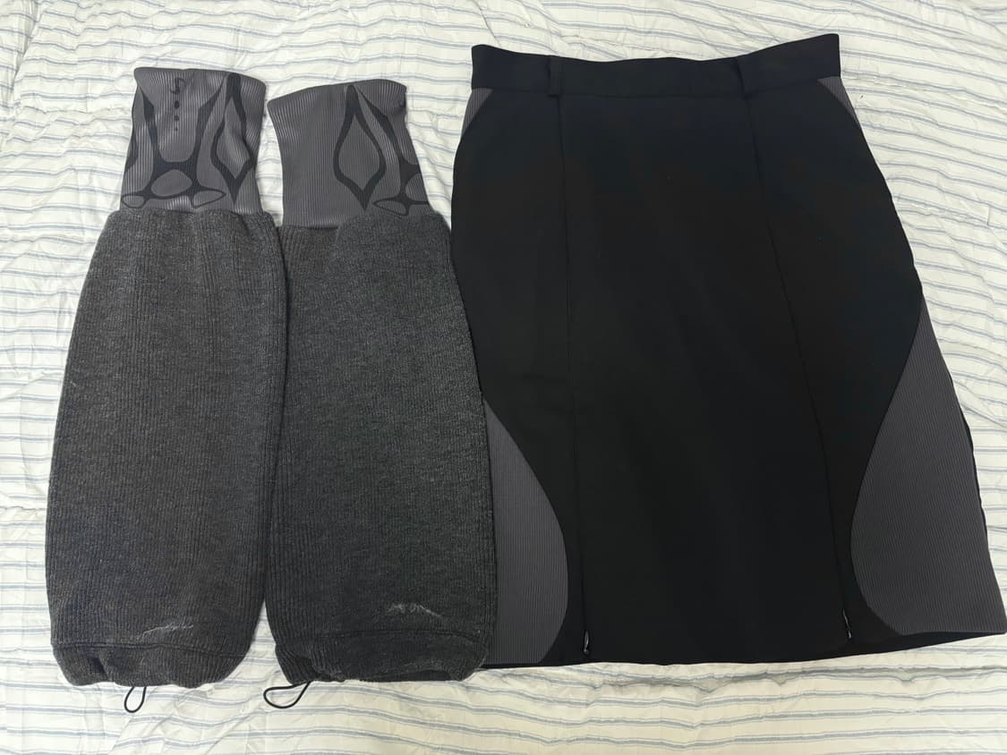 오호스 레그워머 미디스커트 블랙 1사이즈 상품이미지1