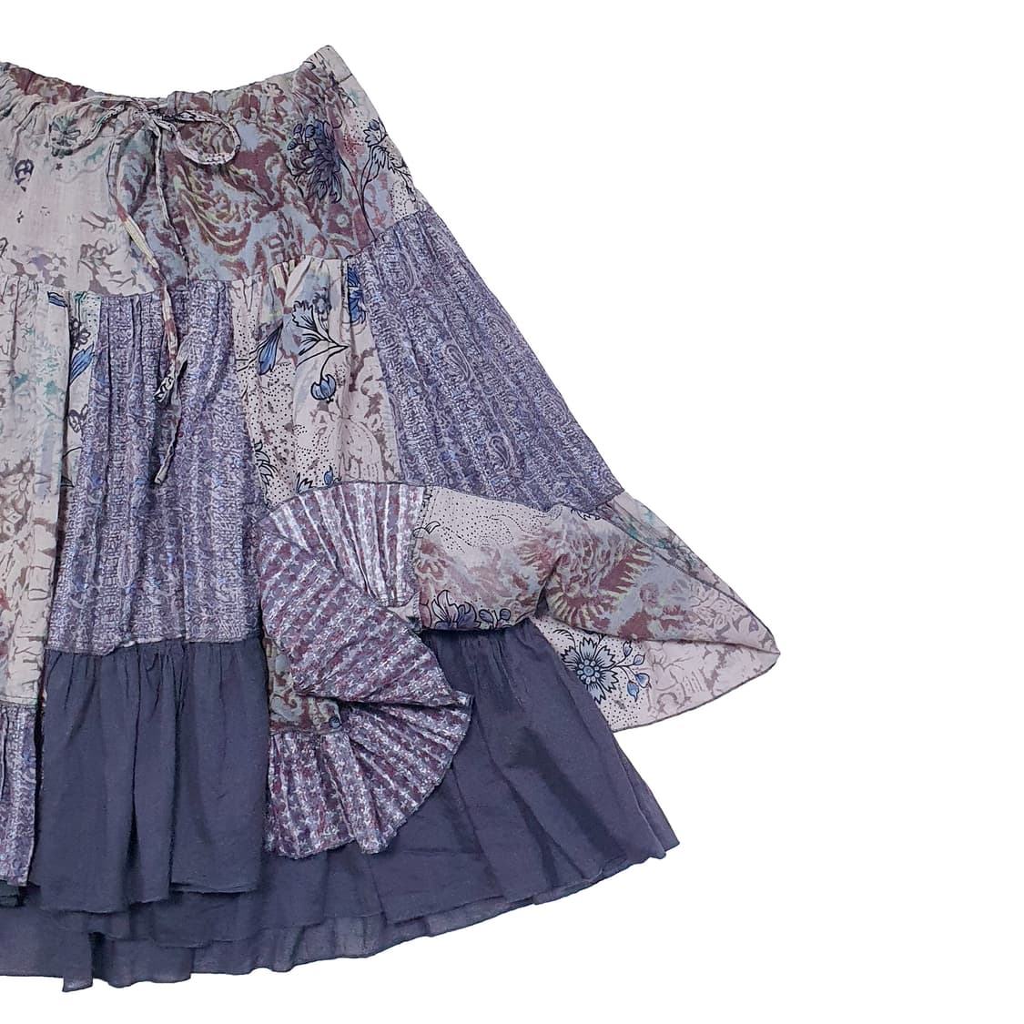 패치워크 레이어드 코튼 프릴 미디 스커트 상품이미지6