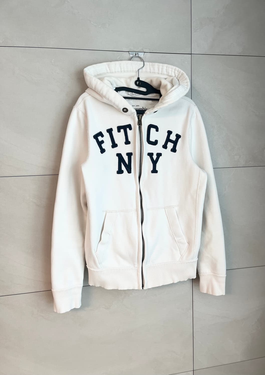 아베크롬비 뉴욕 스펠로고 대장 후드집업 화이트 [M] 상품이미지2