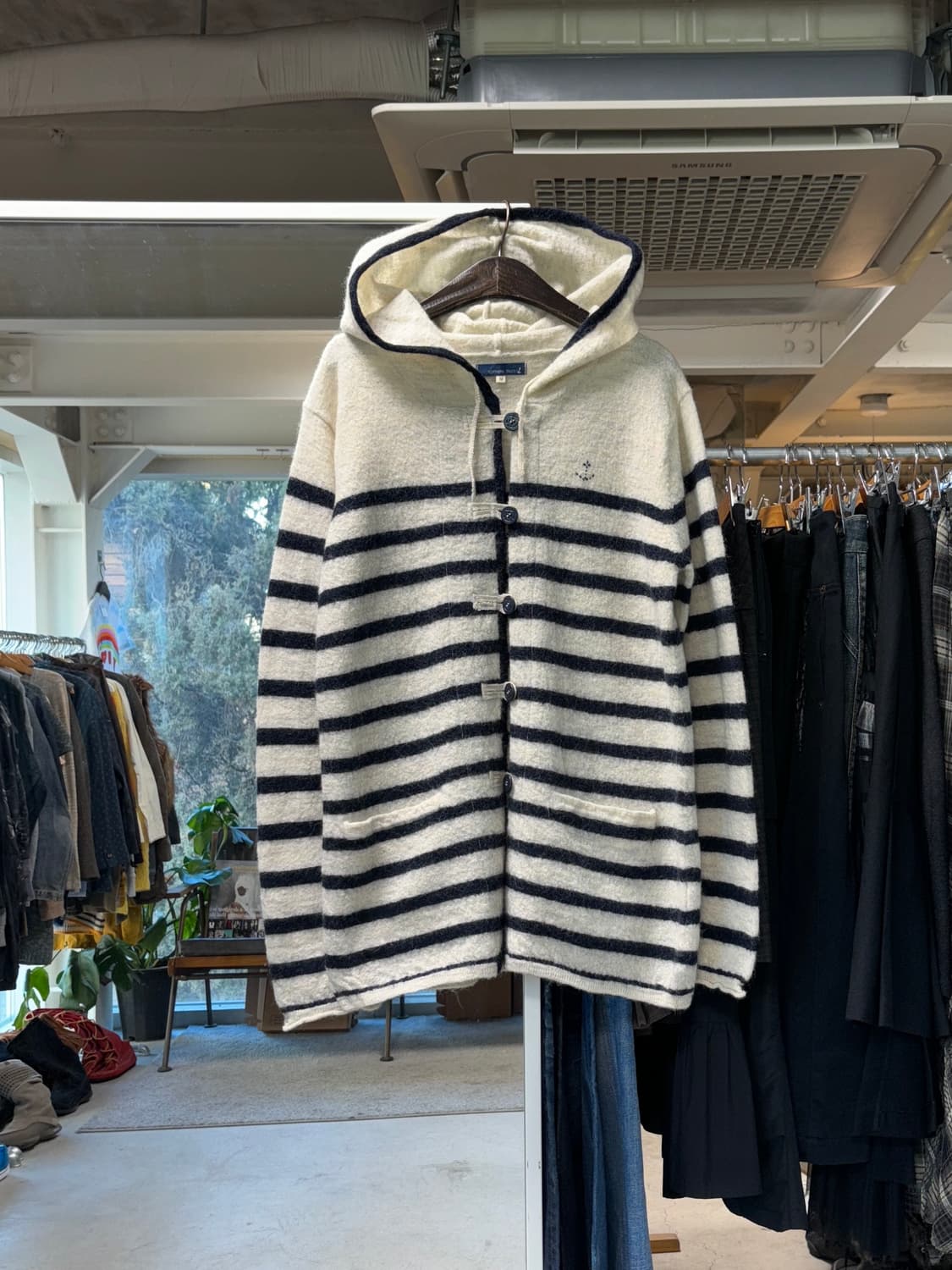 노어던 트럭 마린 스트라이프 후드 가디건 상품이미지1