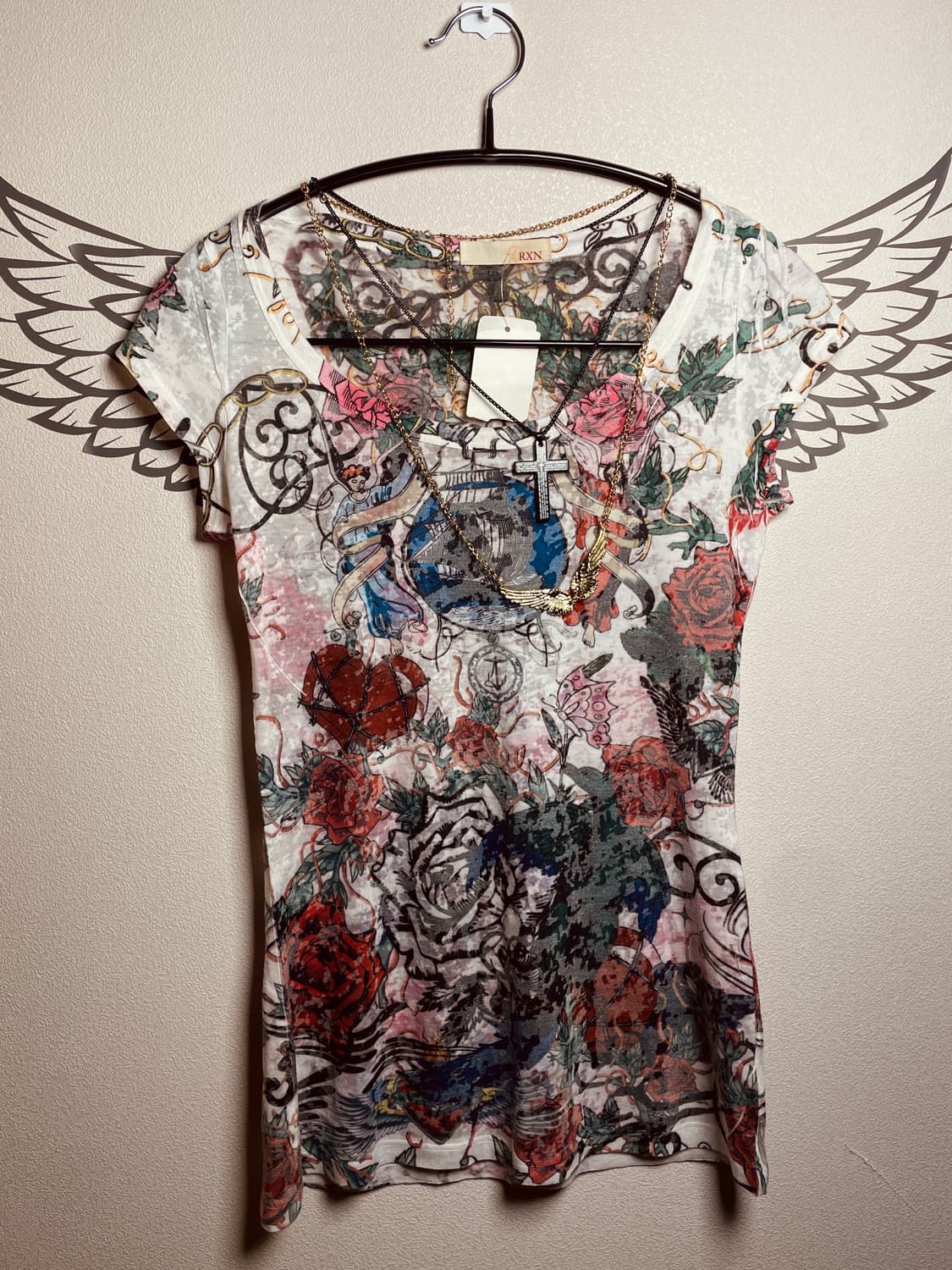 빈티지 오리엔탈 시스루 반팔티 상품이미지1